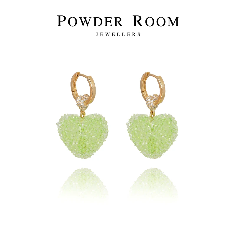 铜合金耳饰 【绿意】轻奢设计感个性时尚甜美爱心耳环耳钉绿色百搭