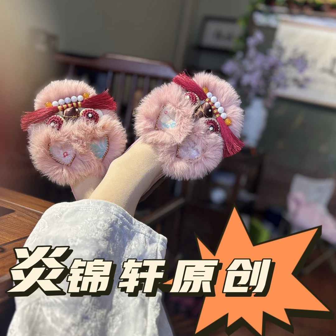 （奶茶粉）虎头鞋女款爆款2025新款国风冬季新中式千层底鞋