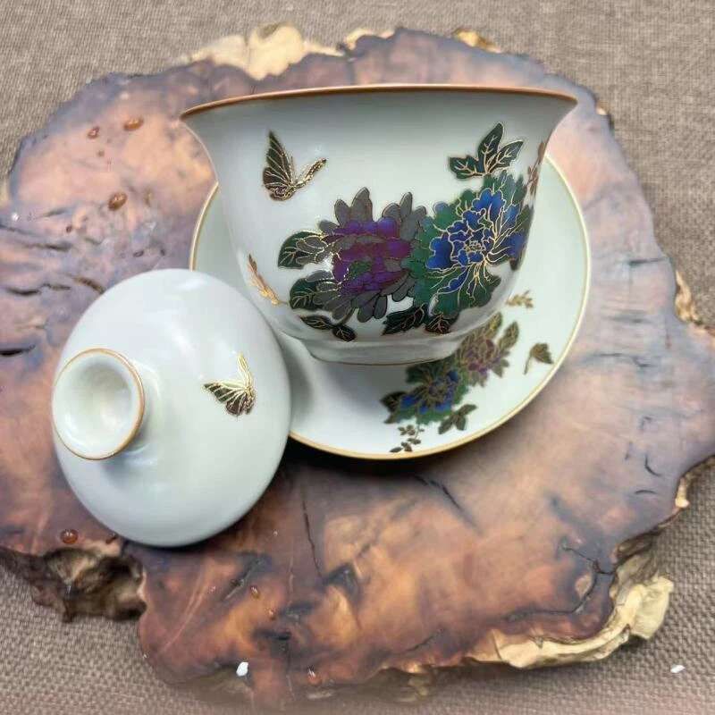 变色牡丹三才盖碗746 ZH666