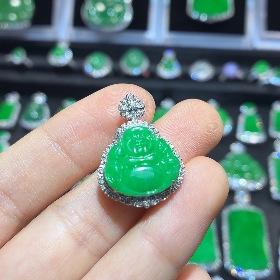 翡翠18K金镶嵌吊坠(不含链)翡翠