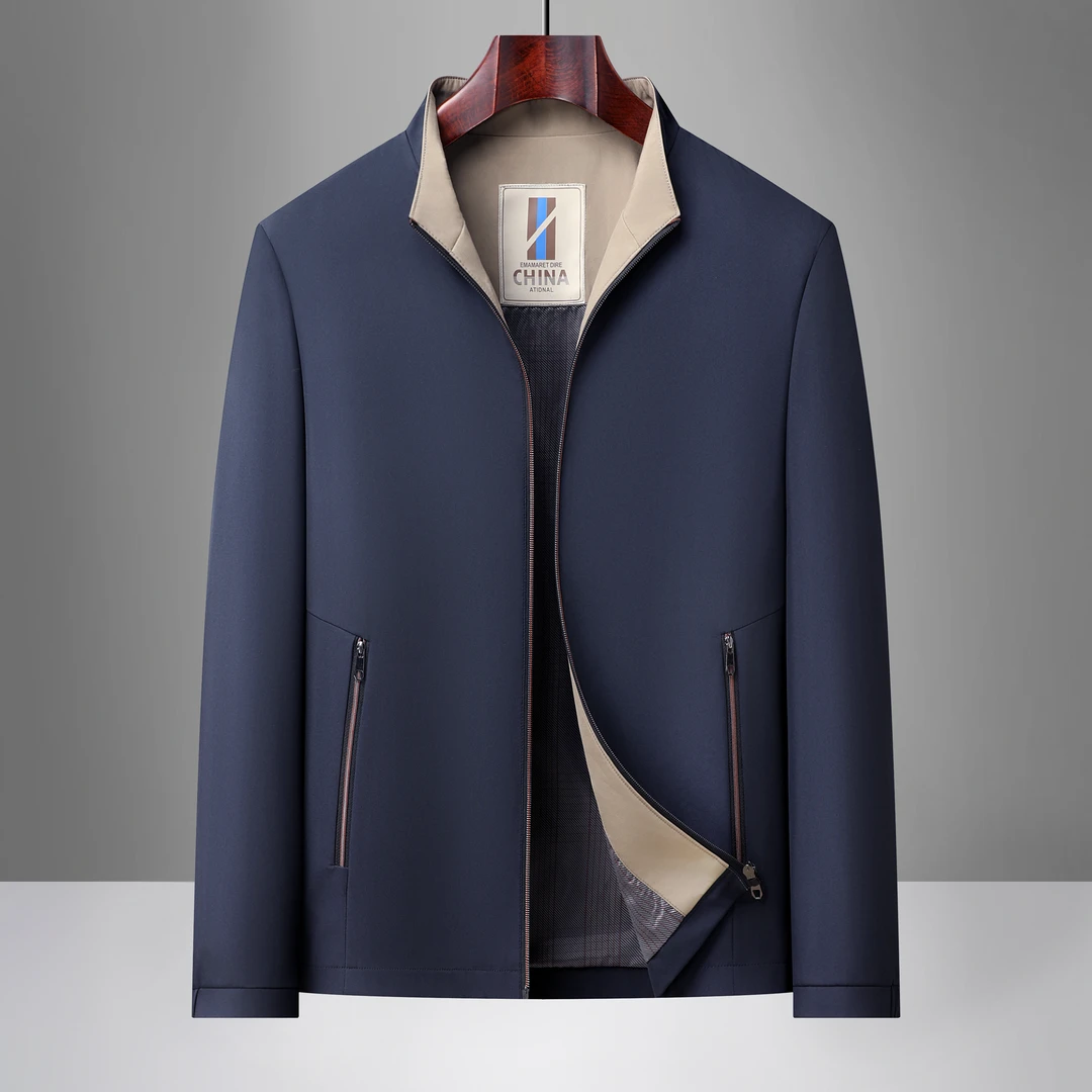 中老年秋冬季商务立领夹克男士休闲春秋薄款夹克衫中年宽松外套