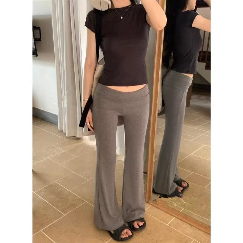 微喇阔腿裤女春夏新款高腰低腰两穿拖地裤垂感显瘦休闲运动直筒裤