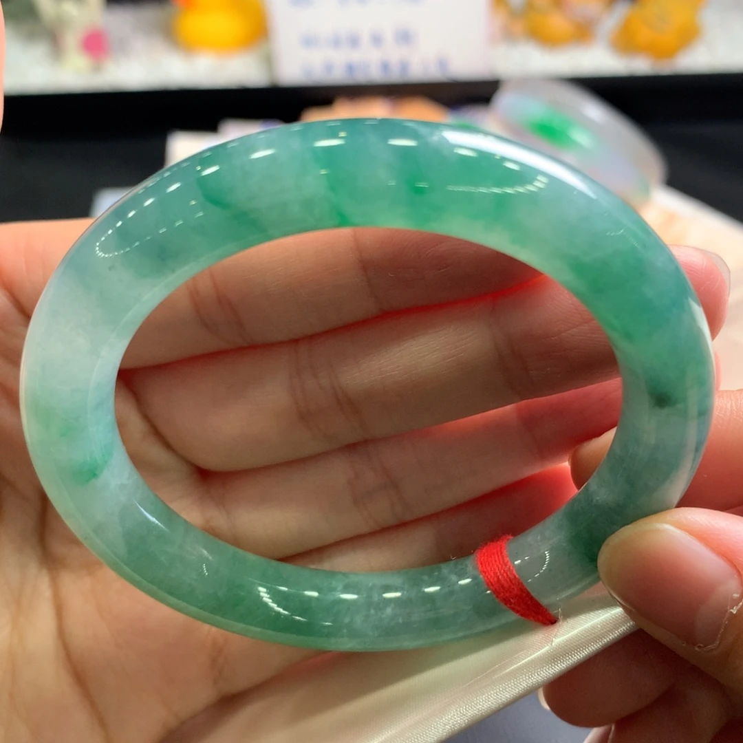 翡翠未镶嵌手镯6号54圆条