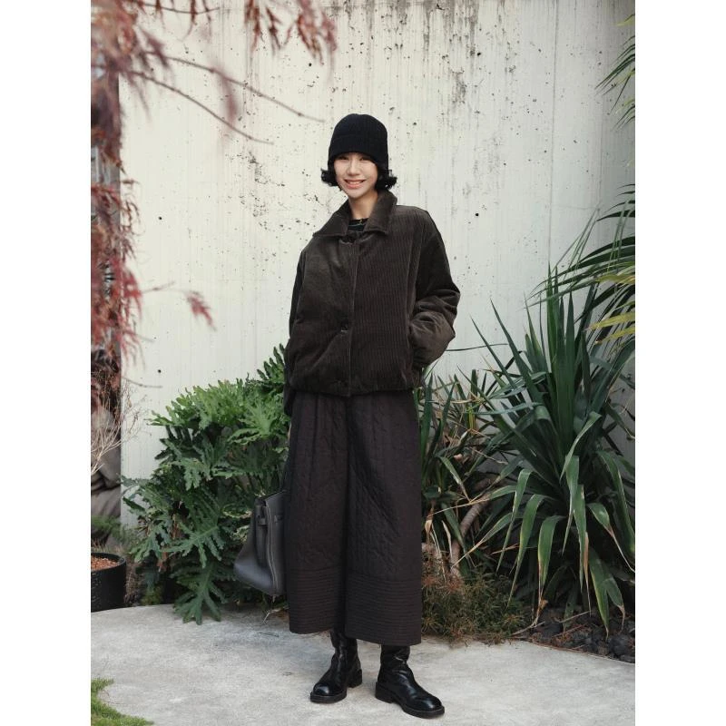 TT设计师【围炉煮雪】日系复古风灯芯绒小众白鹅绒羽绒服TT191633