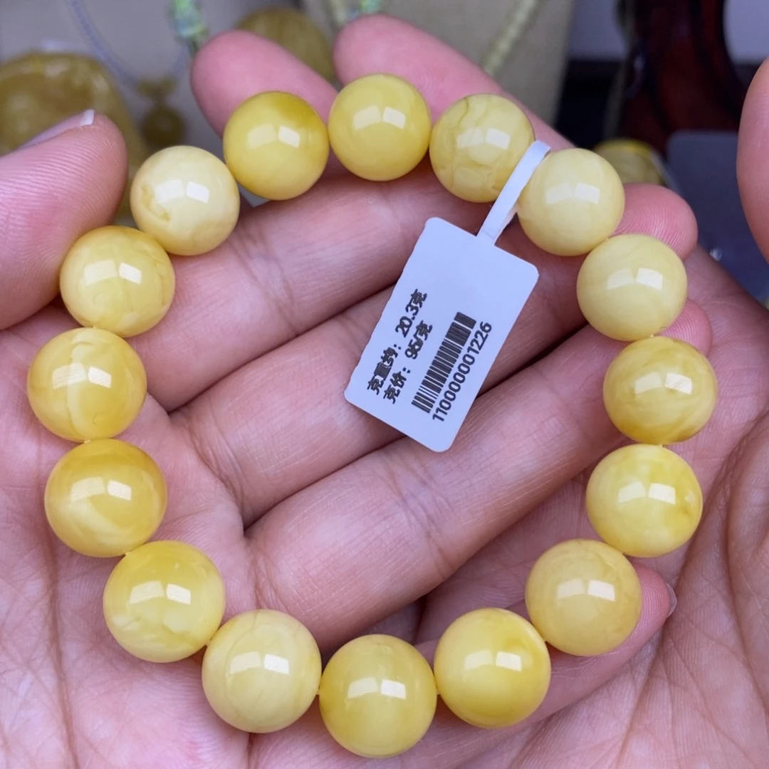 手链蜜蜡未镶嵌13圆珠浓蜡