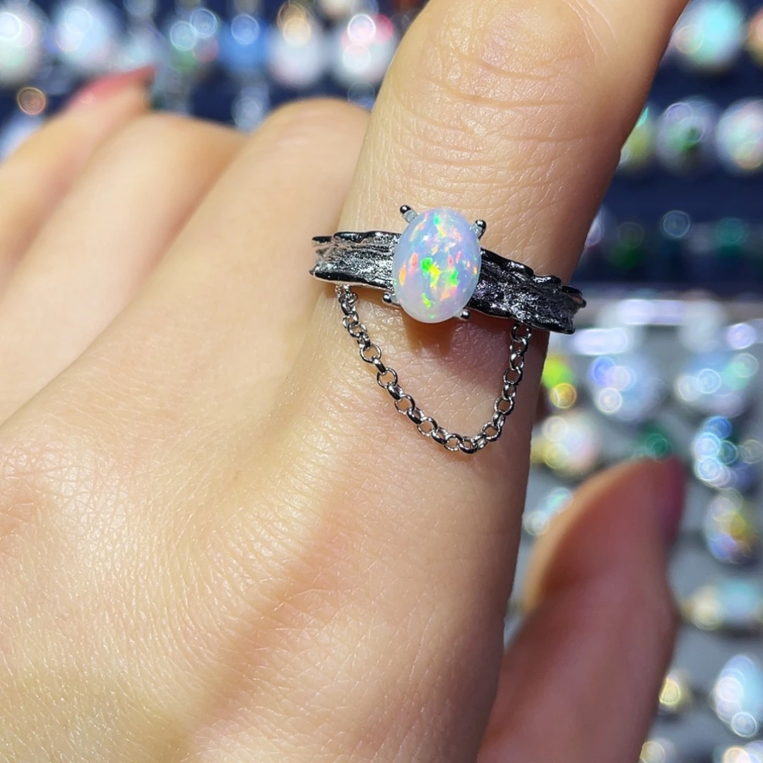 欧泊银S925镶嵌戒指