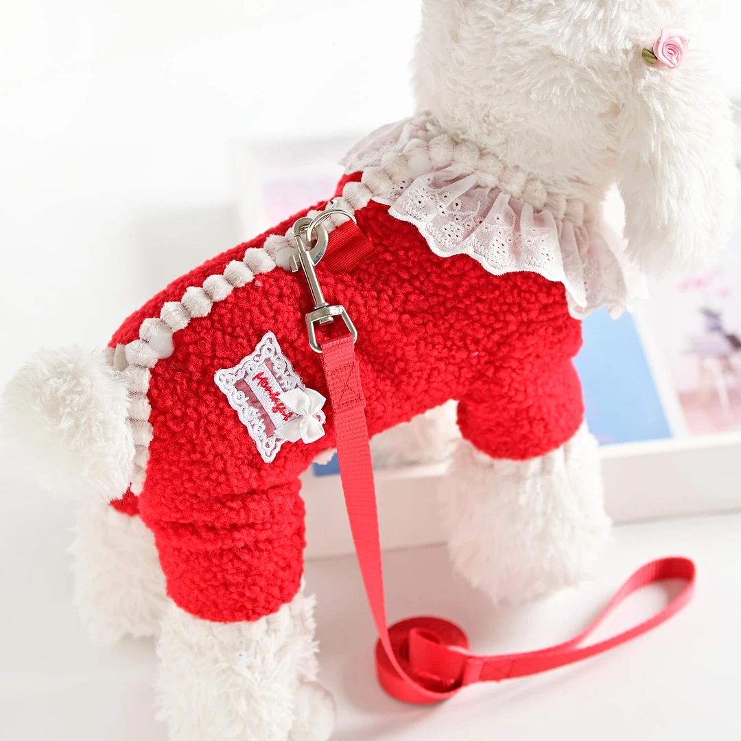 宠物冬天狗狗衣服小型犬泰迪比熊2026新年加厚保暖四脚衣可牵引