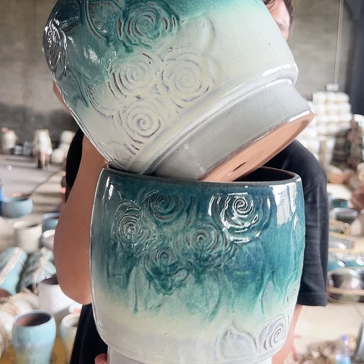 紫砂花盆高20口20