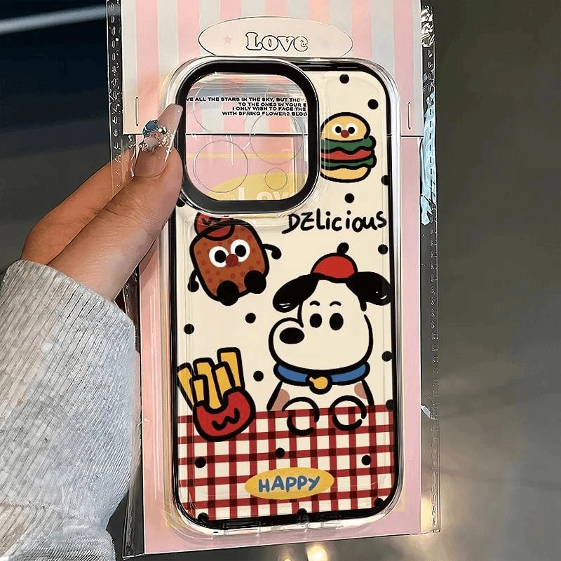 汉堡小狗适用苹果15PROMAX手机壳iPhone14爆款13卡通12软壳11可爱