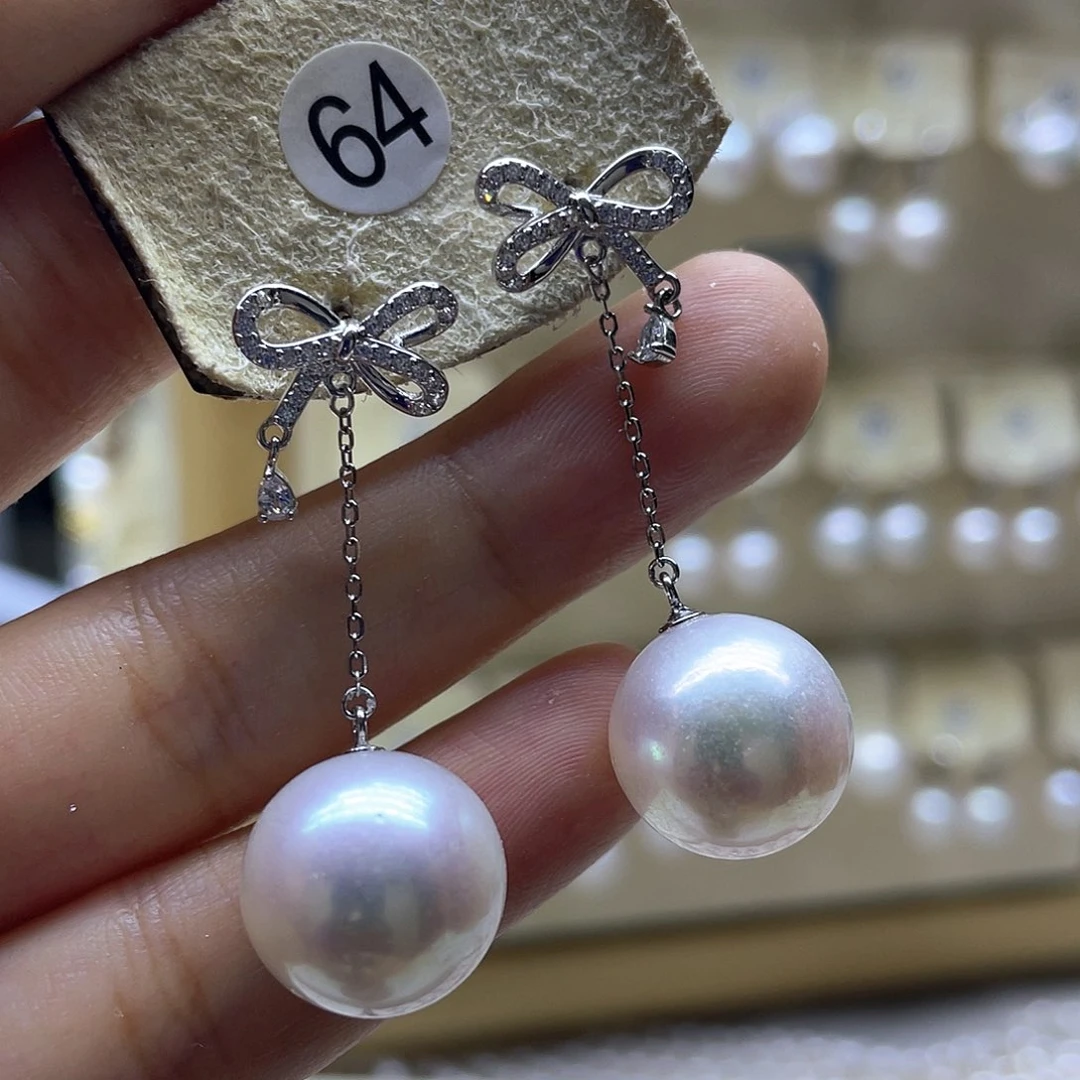 银S925镶嵌淡水珍珠耳饰