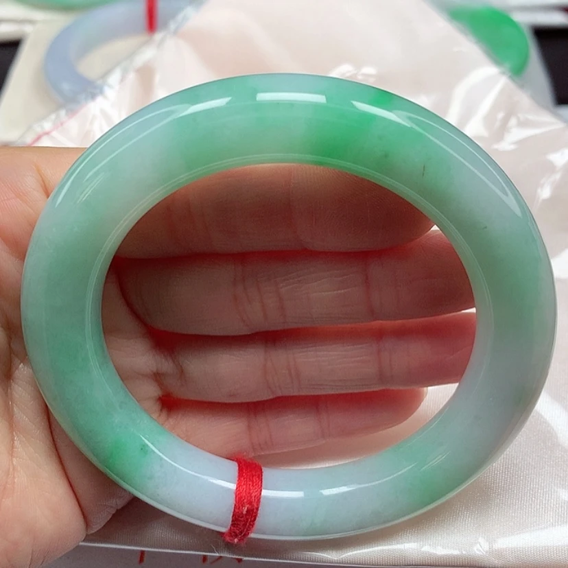 【闪购商品】翡翠手镯（圆镯）未镶嵌冰胶甜阳绿圆条手镯5960圈2号