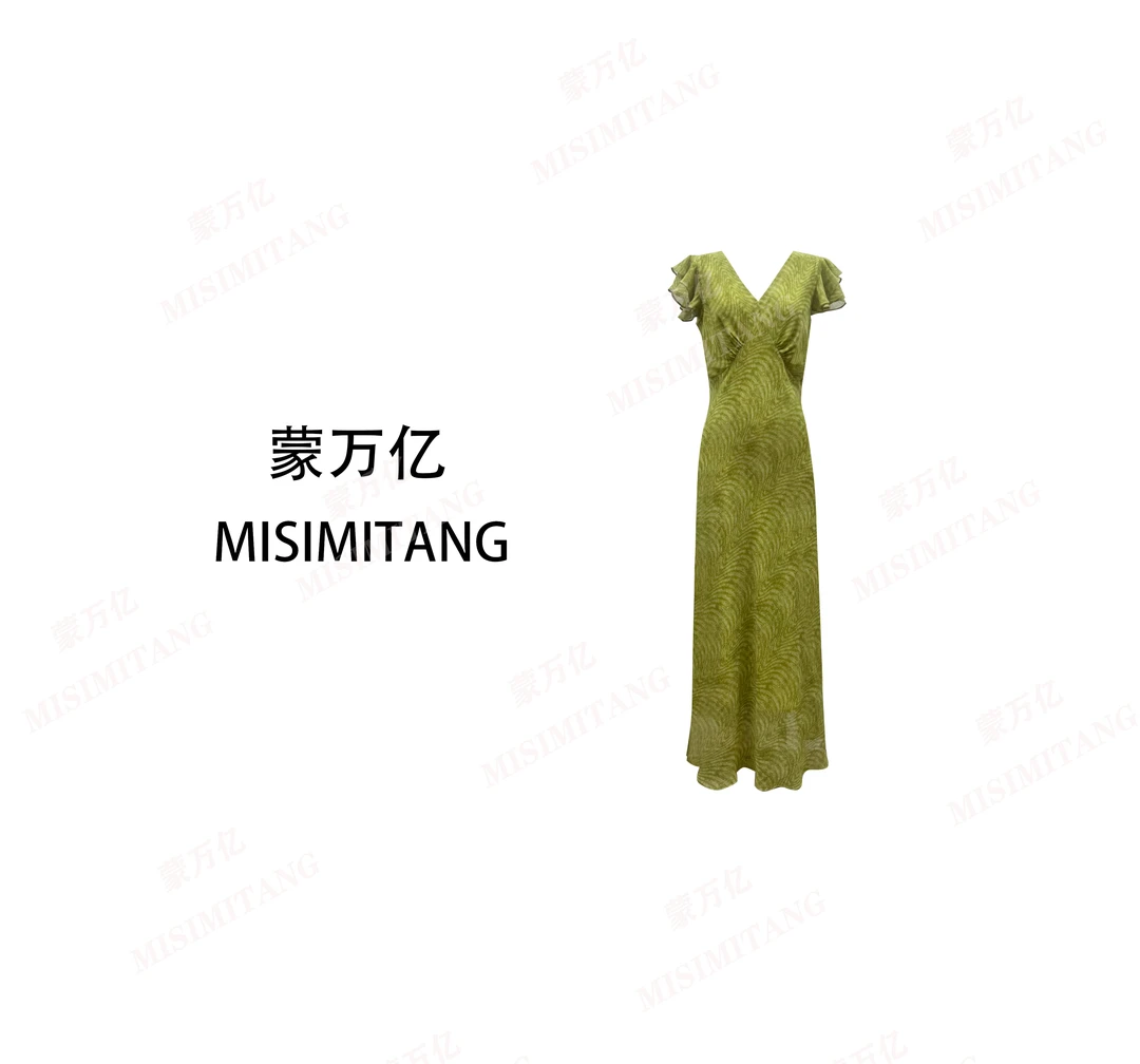 【绿野仙踪短袖】夏款斜裁显瘦短袖女装连衣裙欧若风收腰时尚轻奢