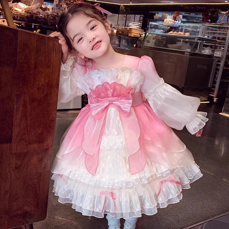 女童洛丽塔公主裙2025新款儿童早春连衣裙女孩生日礼服裙蓬蓬纱裙