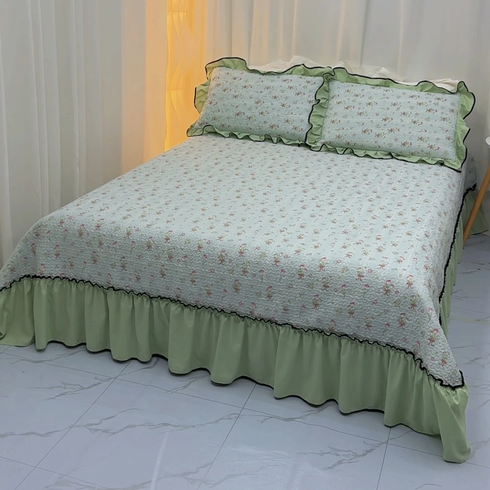 【新款活动中】A类床盖三件防滑水洗棉夹棉床盖凉席单件夏被四件