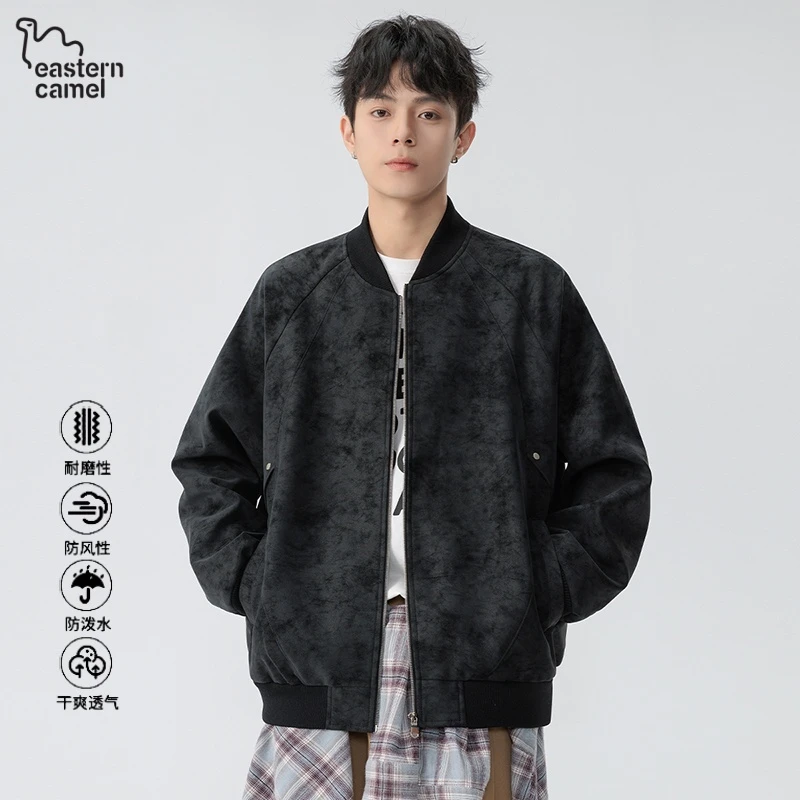 东方骆驼美式飞行夹克男士春秋季2025新款皮衣宽松棒球服外套男款