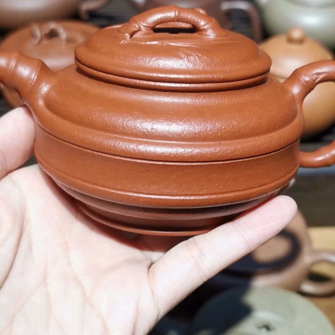 ╱***ヤ紫砂花盆双线竹鼓半手工