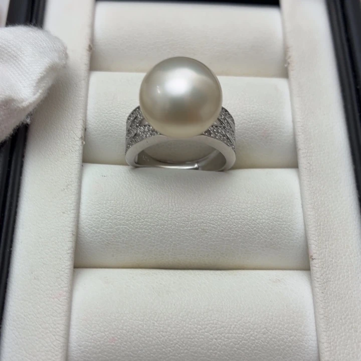 戒指海水珍珠银S925镶嵌高品质无瑕