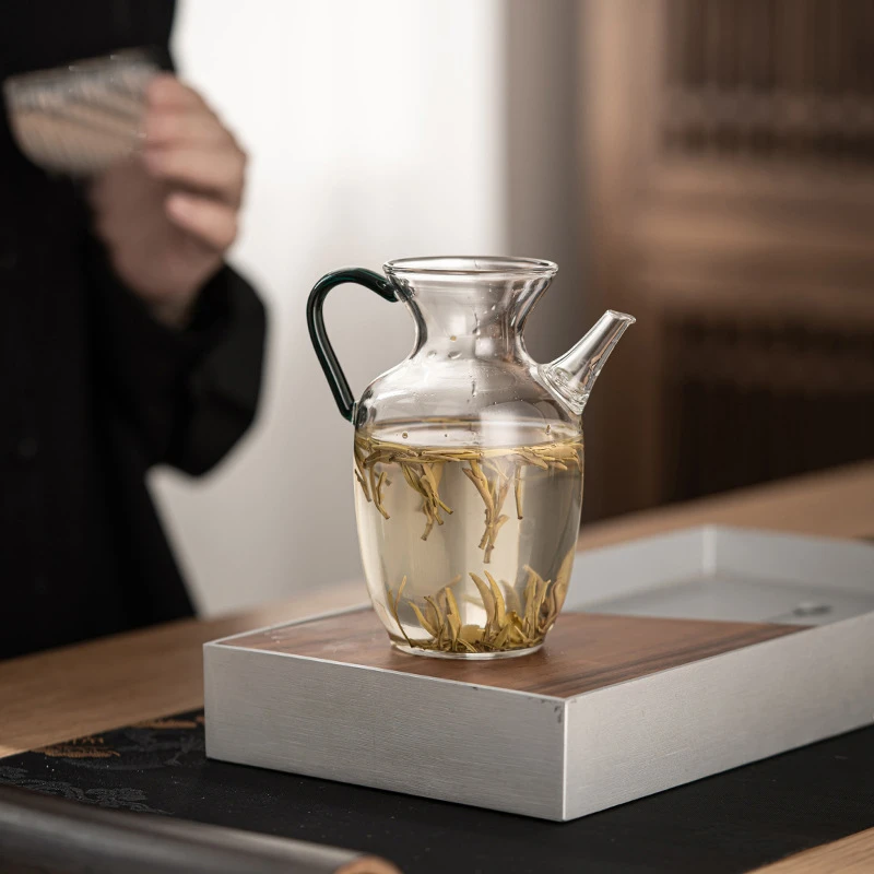 仿宋手执玻璃壶过滤绿茶专用壶中式泡茶壶家用耐热玻璃小青柑茶壶
