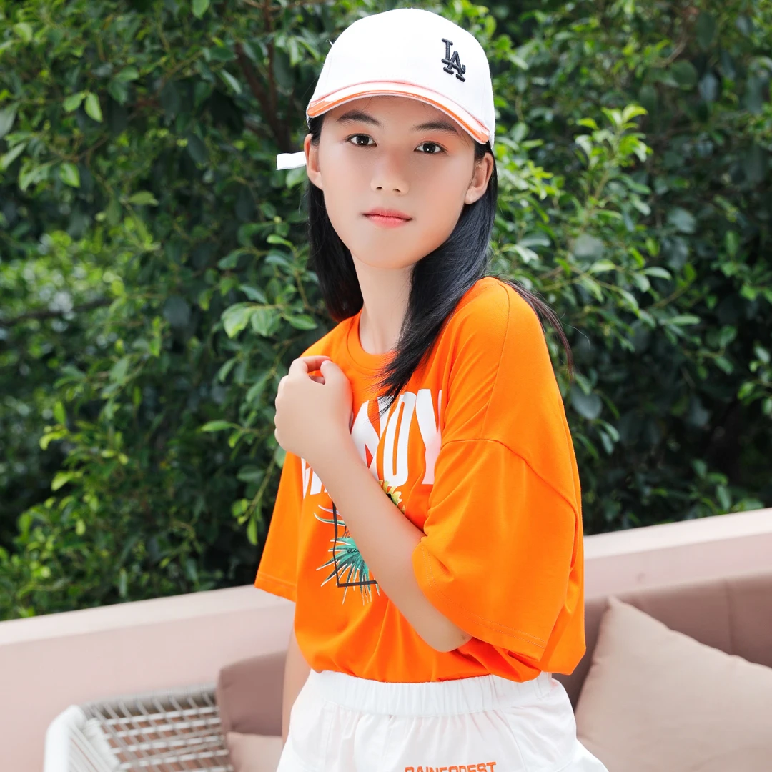 女童字母印花短袖T恤
