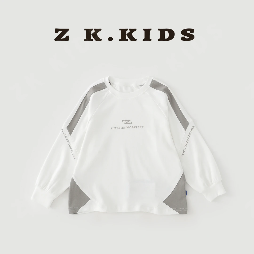 【Z＆K】春秋季中大童T恤百搭印花长袖卫衣ZK-2201112