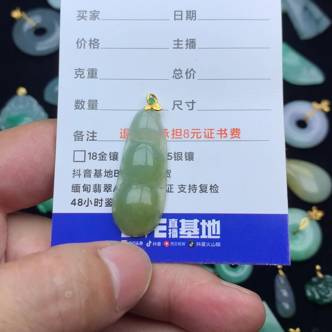 沐***芷翡翠18K金镶嵌颈饰豆子