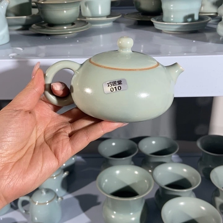 瓷片我***～不完美全手工扁西施壶，简装