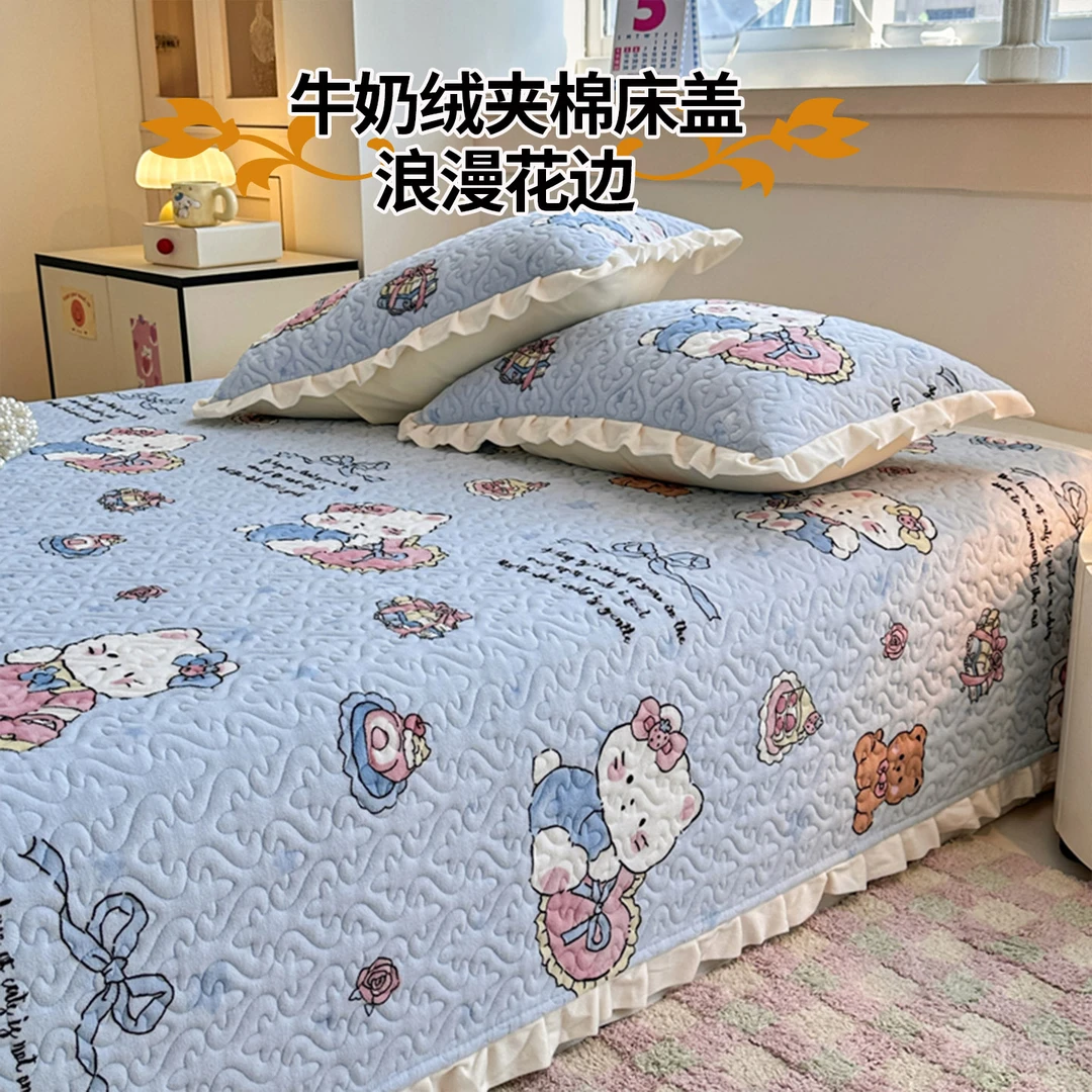 品牌牛奶绒床盖榻榻米炕单件加厚法兰冬季2025新款型专用珊瑚隔脏