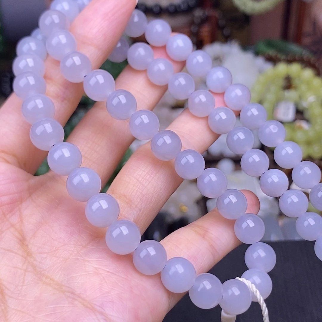 和田玉手镯未镶嵌孤品清货价浓烟紫项链8m