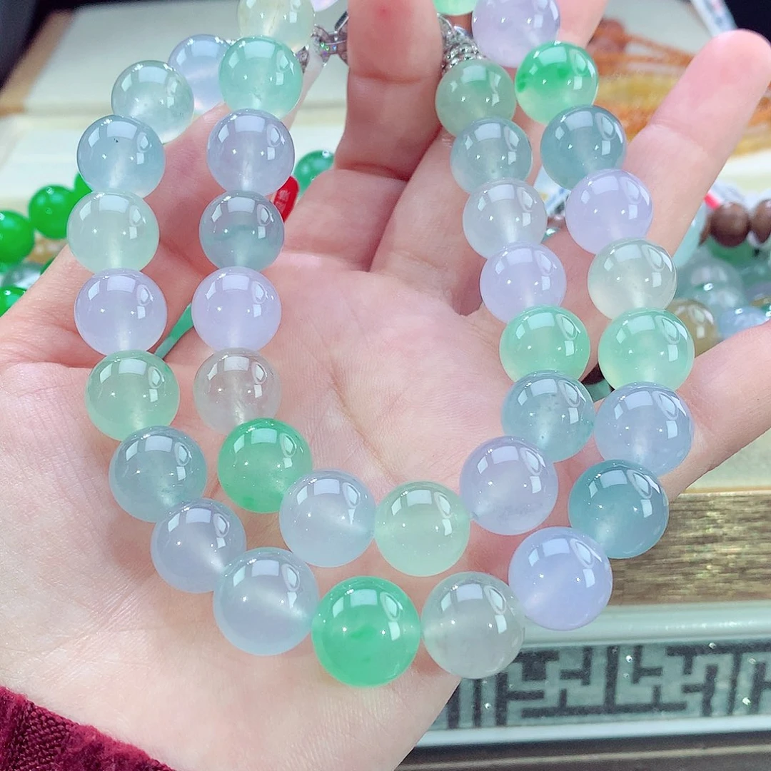 翡翠未镶嵌手链糖果色系