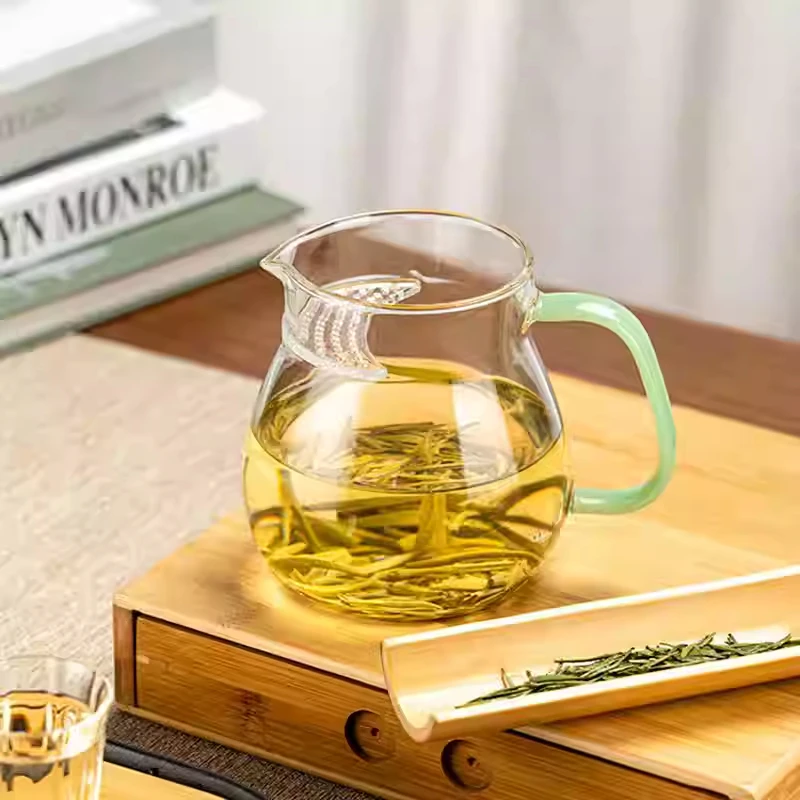 高硼硅玻璃耐热煮茶器玻璃蒸煮茶壶月牙过滤加厚玻璃大容量公道杯