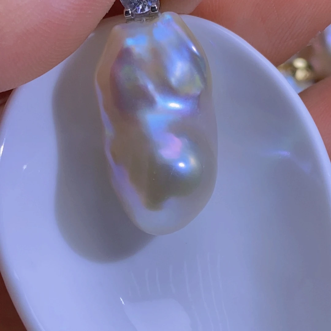 银S925镶嵌淡水珍珠微瑕