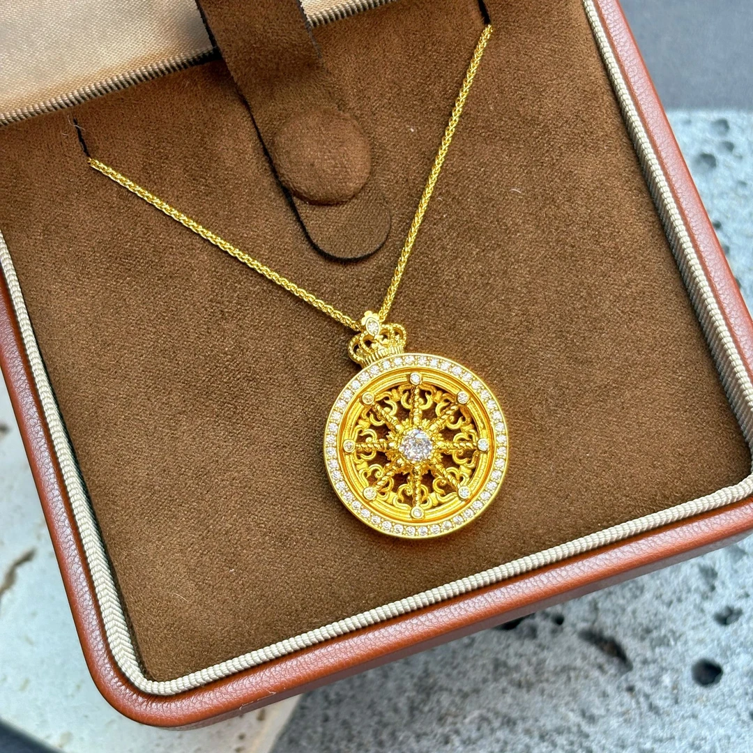 14083幸福皇冠马车罗盘可转动罗盘吊坠套链