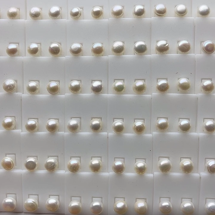 未镶嵌玛瑙/玉髓珠宝半成品2对8mm螺纹珍珠耳钉