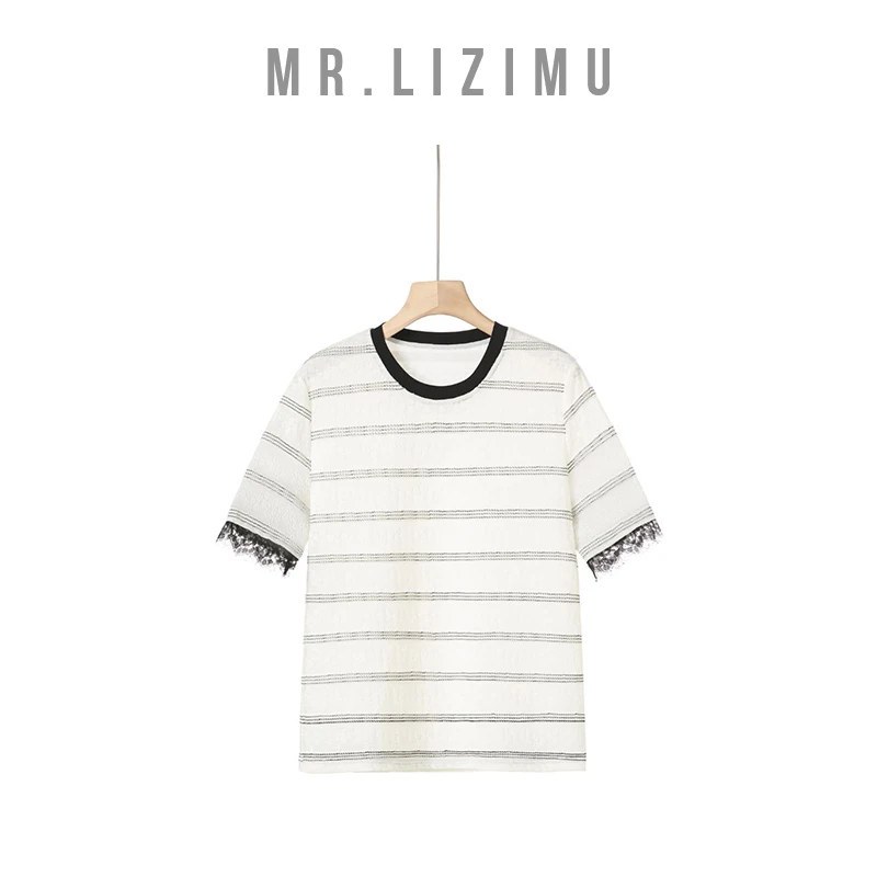 李子木先生圆领蕾丝边短袖女装春季新款2025爆款T恤「夏季」D6116