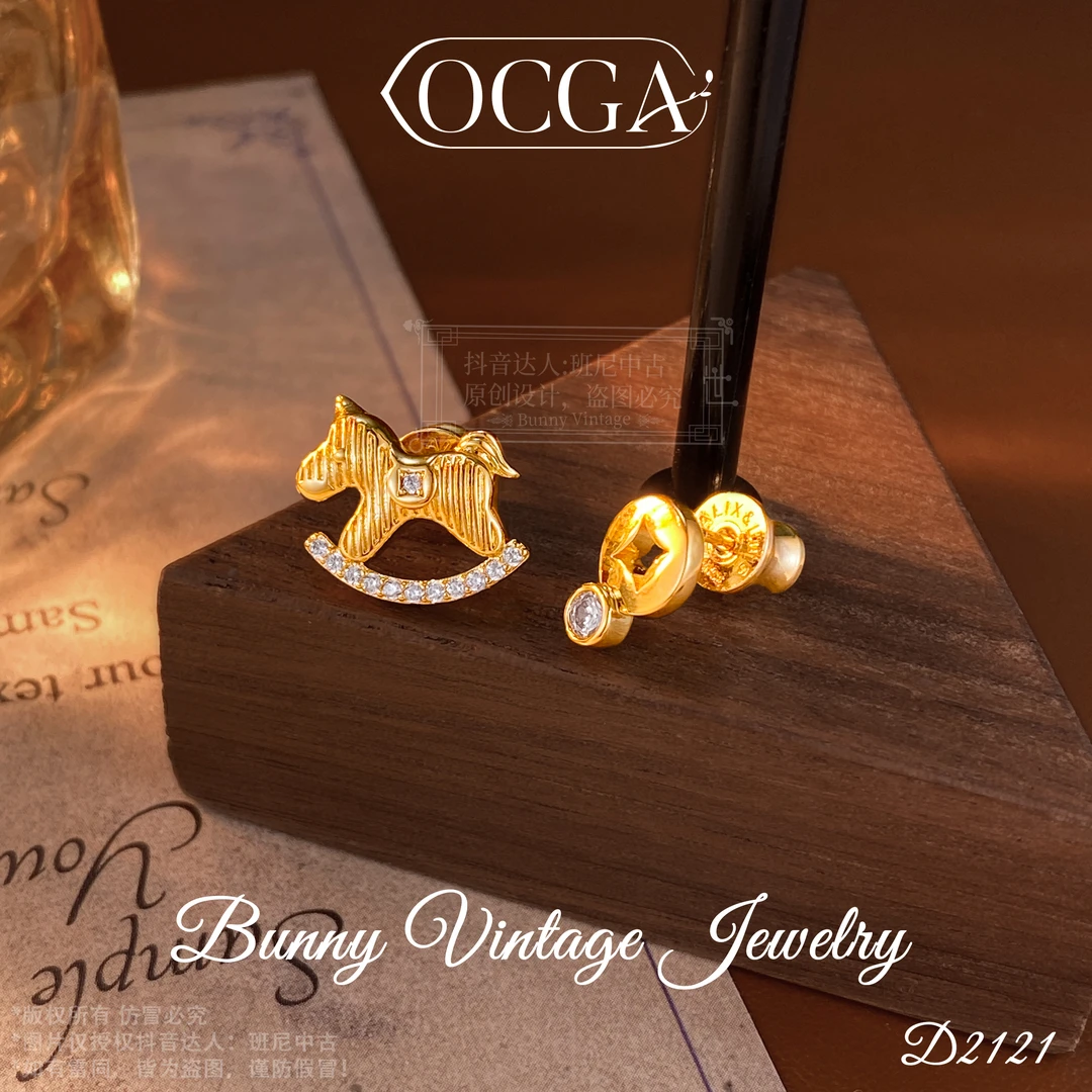 镀K金D2121 法【马上有钱】OCGA 欧斯伽斯 限定 耳钉
