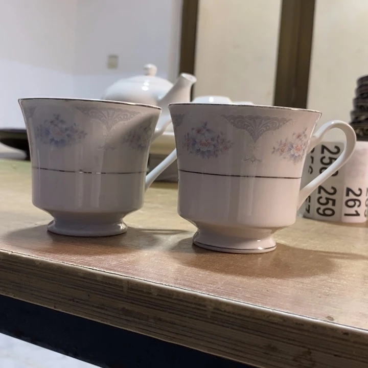 瓷片四厂强化瓷茶杯一对微瑕疵