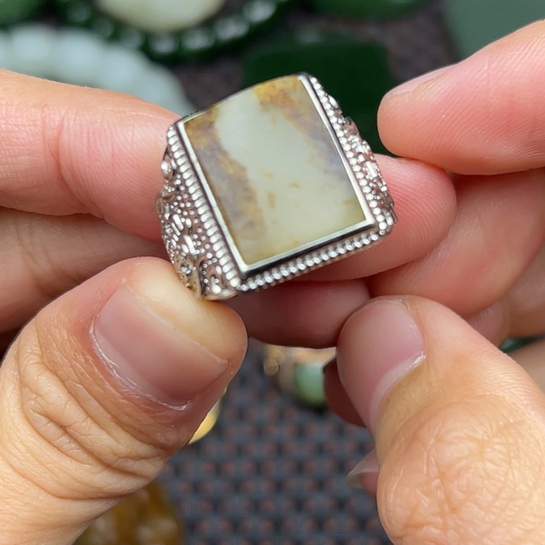 和田玉银S925镶嵌挂件