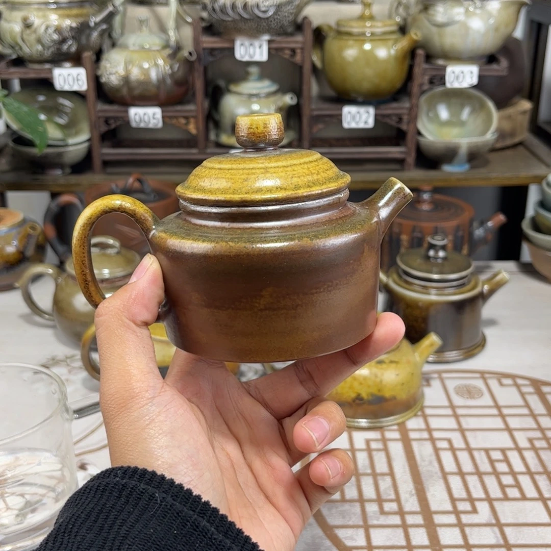 180cc白泥柴烧德钟壶，古法传承裸坯柴烧
