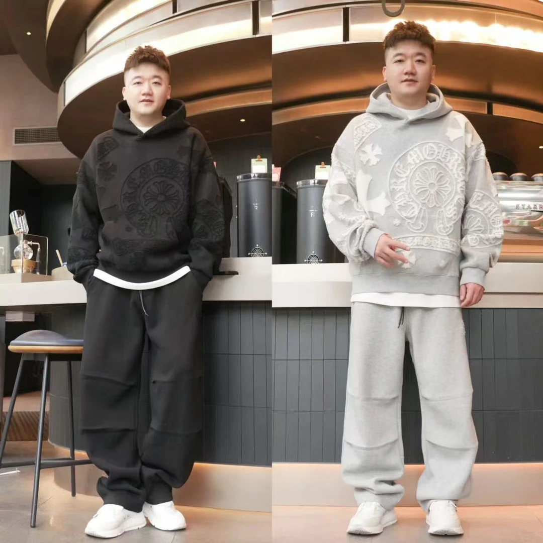 冬季加绒套头运动套装宽松套装男女同款上衣休闲裤99772+2592