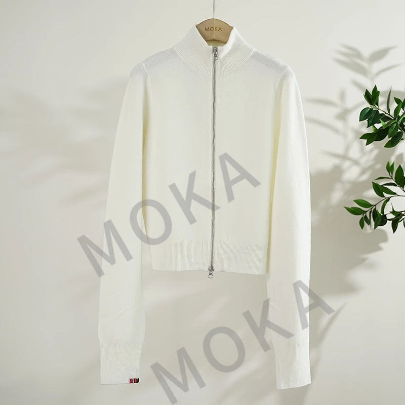 芬兰订单短款拉链高领羊绒混纺针织开衫女士毛衣（241660）2355