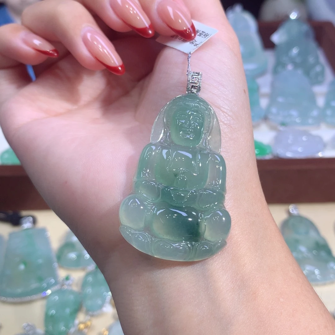 吊坠(不含链)18K金镶嵌翡翠