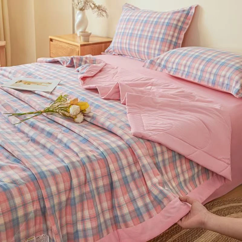 无印风夏被四件套柔软亲肤空调被可机洗夏季空调被学生宿舍被子