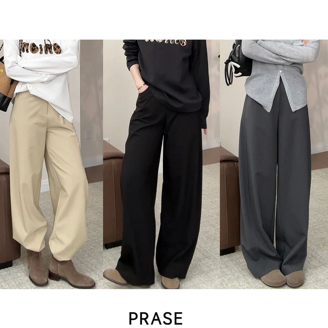 PRASE·噜【显瘦弯刀裤】微胖轻奢设计款秋女时尚显瘦休闲裤PR508E27