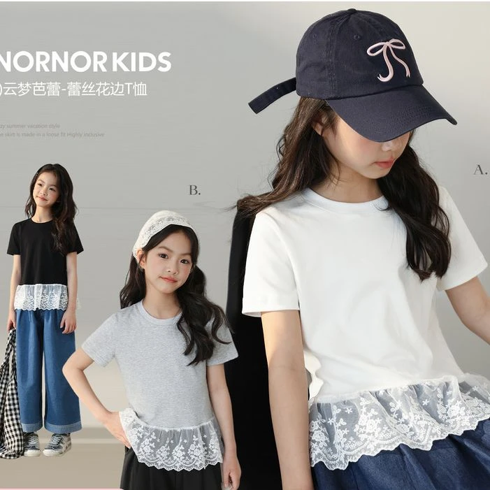 LUSON【甜心蕾语蕾丝T】女童2025年夏季新款 NL530082