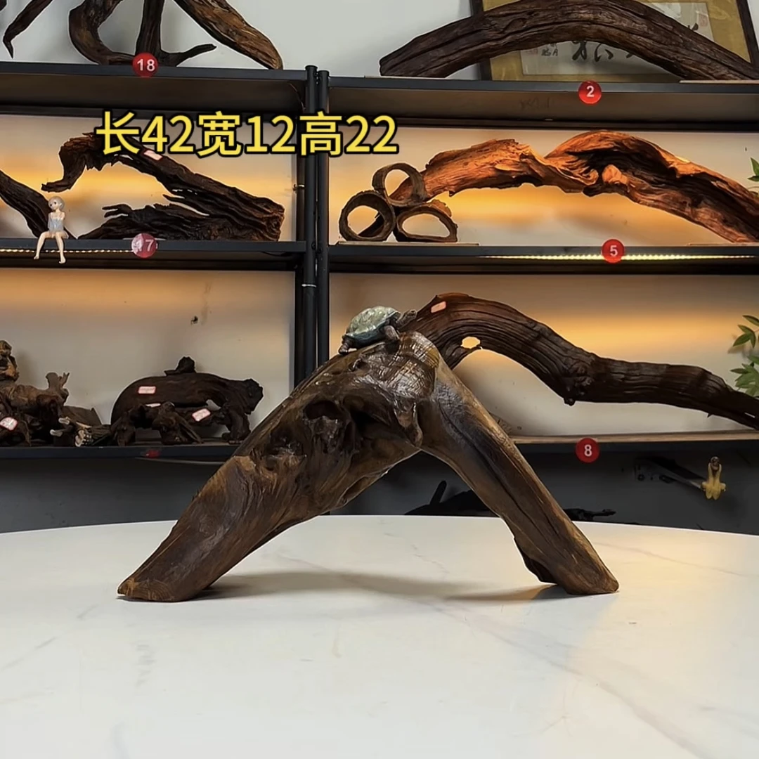 张大狼造景沉木长42cm圆润饱满拱桥 乌龟鱼缸造景 黑黄檀木秒沉