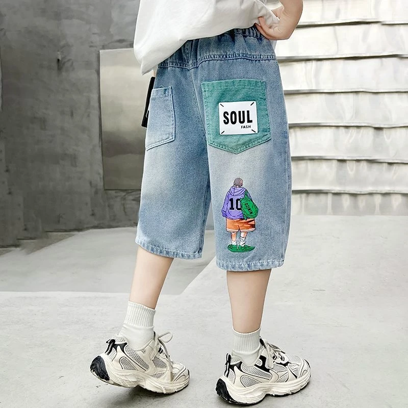 男童牛仔短裤夏季薄款2025新款儿童夏装五分裤子外穿大童男孩中裤