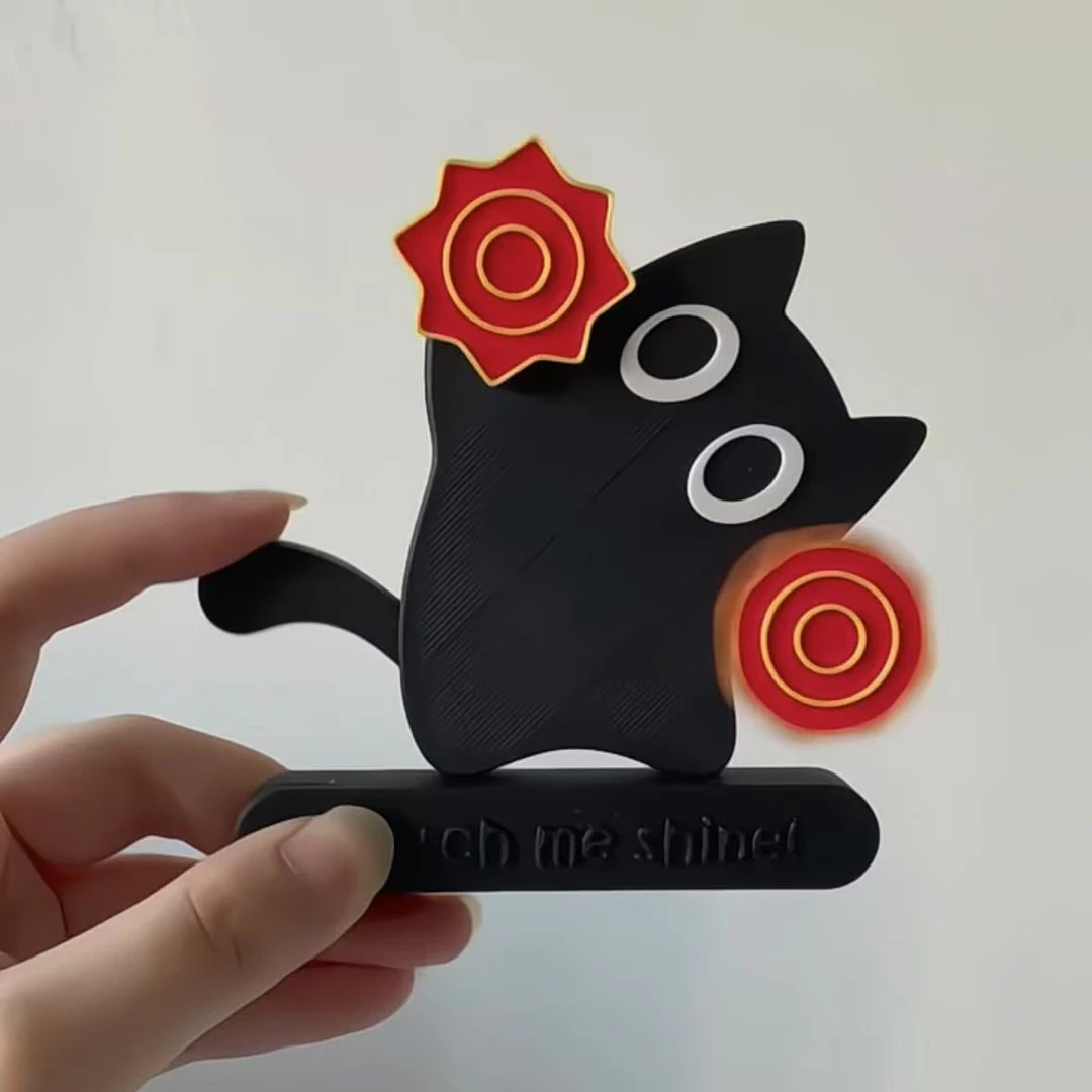东北猫猫转手绢冰箱贴创意秧歌可转动3d打印磁吸贴二人转小猫摆件
