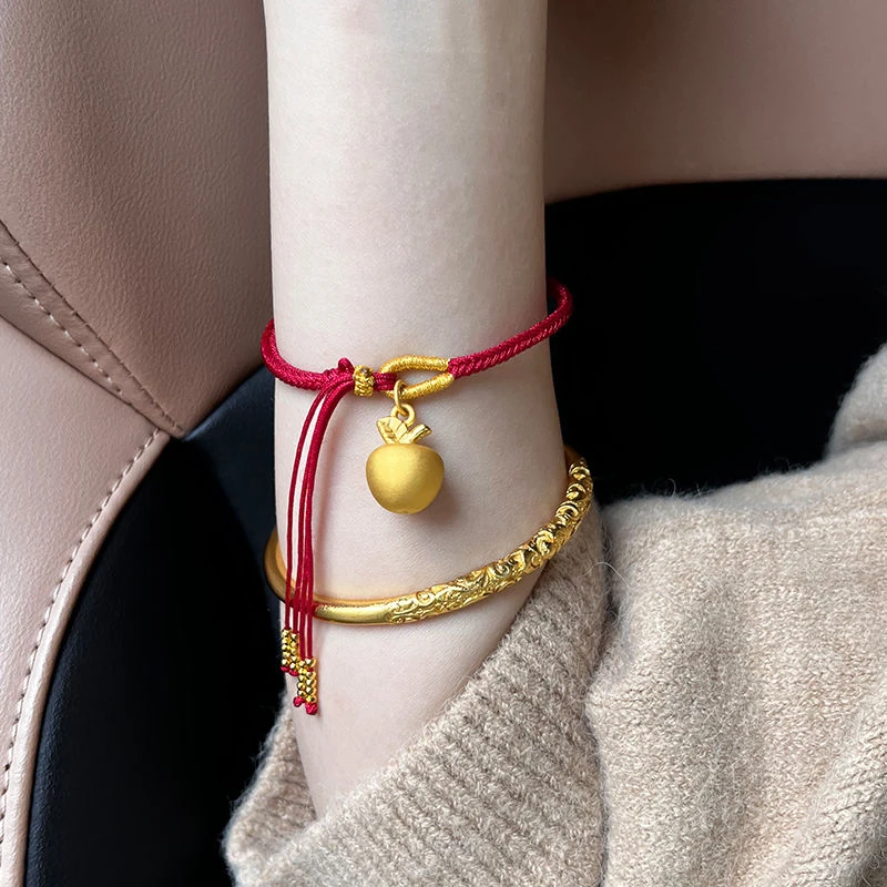 手链金色苹果女新款平安果编织手绳轻奢百搭气质礼物古手工