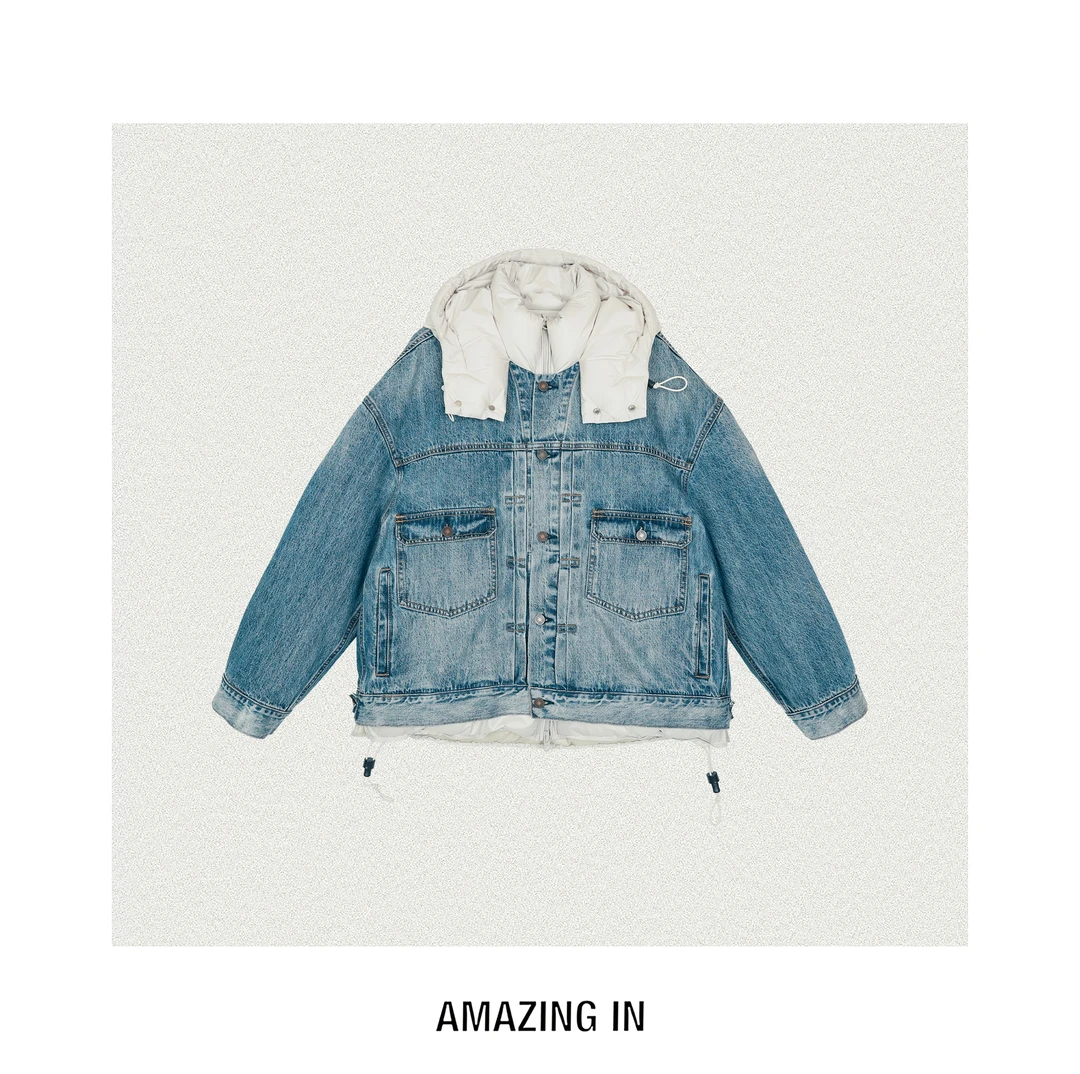 AMAZING IN | 90白鸭绒| 牛仔拼接羽绒服女A250928-AI59CDJ580116