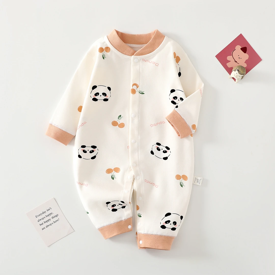 婴儿连体衣春秋纯棉无骨长袖哈衣爬服春装新生儿衣服宝宝贴身内衣